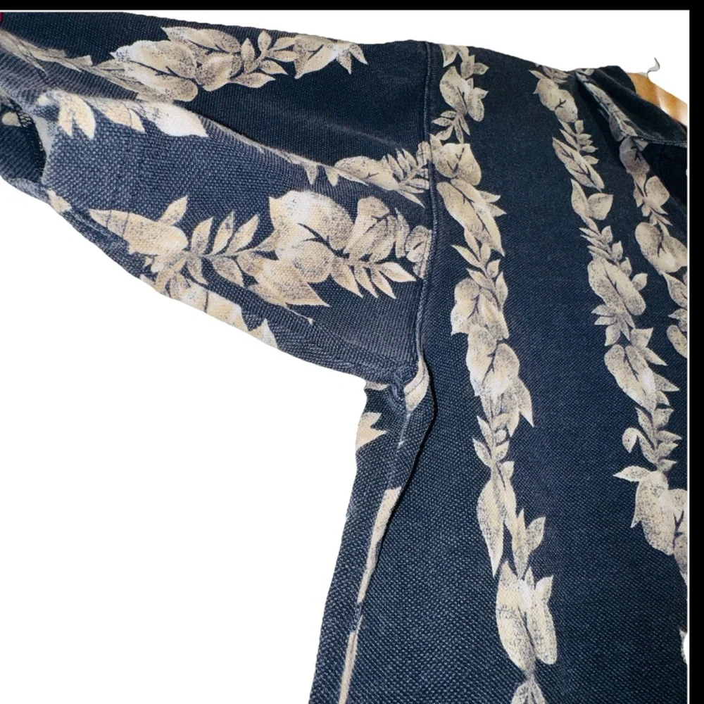 VNT 90s Chaps Ralph Lauren ReversePrint Botanical Polo M Aloha Tropical Cotton